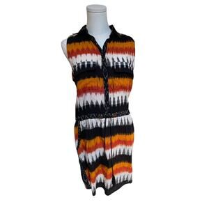 Chaudry Midi Boho Sleeveless Dress Size Small Chic Pockets Collar NWT‎